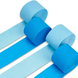 PartyWoo Light Sky Blue Crepe Paper Streamers, 4-Piece 328ft Pack, for Birthday, Wedding, Mermaid Under The Sea Theme Party Decorations
