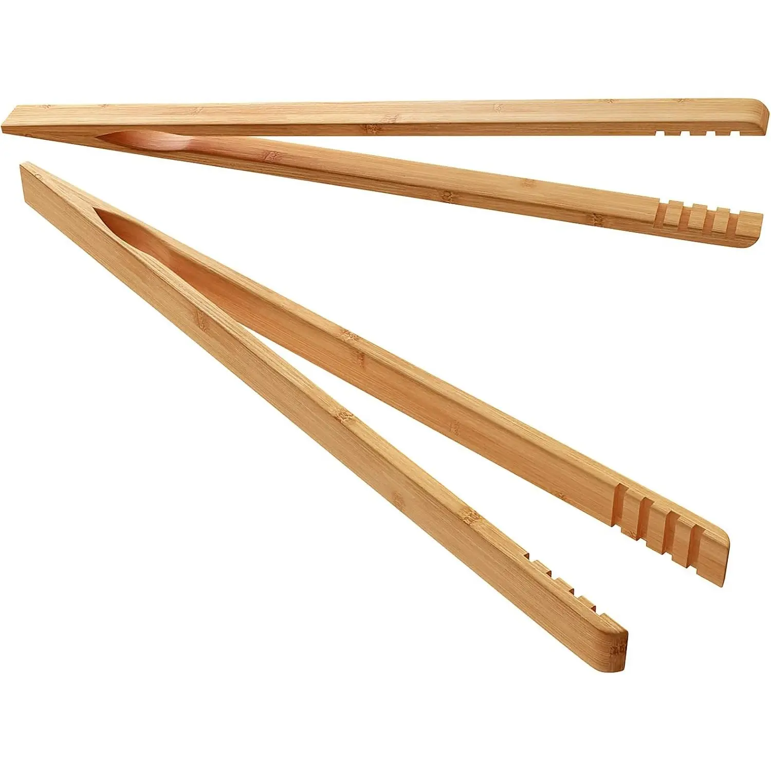 2 Pieces Bamboo Toast Tongs, 10.2 Inches Long Wood Toaster Tongs with Anti-slip Design, Tongs for Cooking with Cooking Oil Coating
