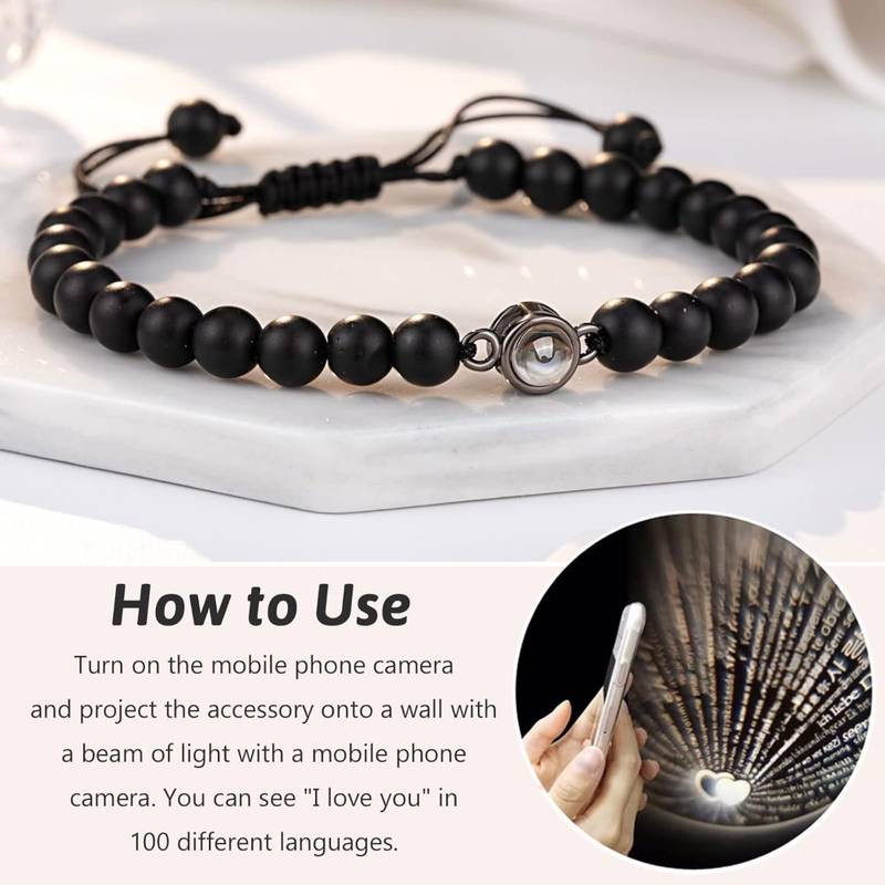 I Love You 100 Languages Bracelets Couples Gifts To My Men, Boyfriend, Girlfriend, Husband, My Love, Soulmate, Fiance - Anniversary Valentines Day Birthday Christmas  for Him and Her