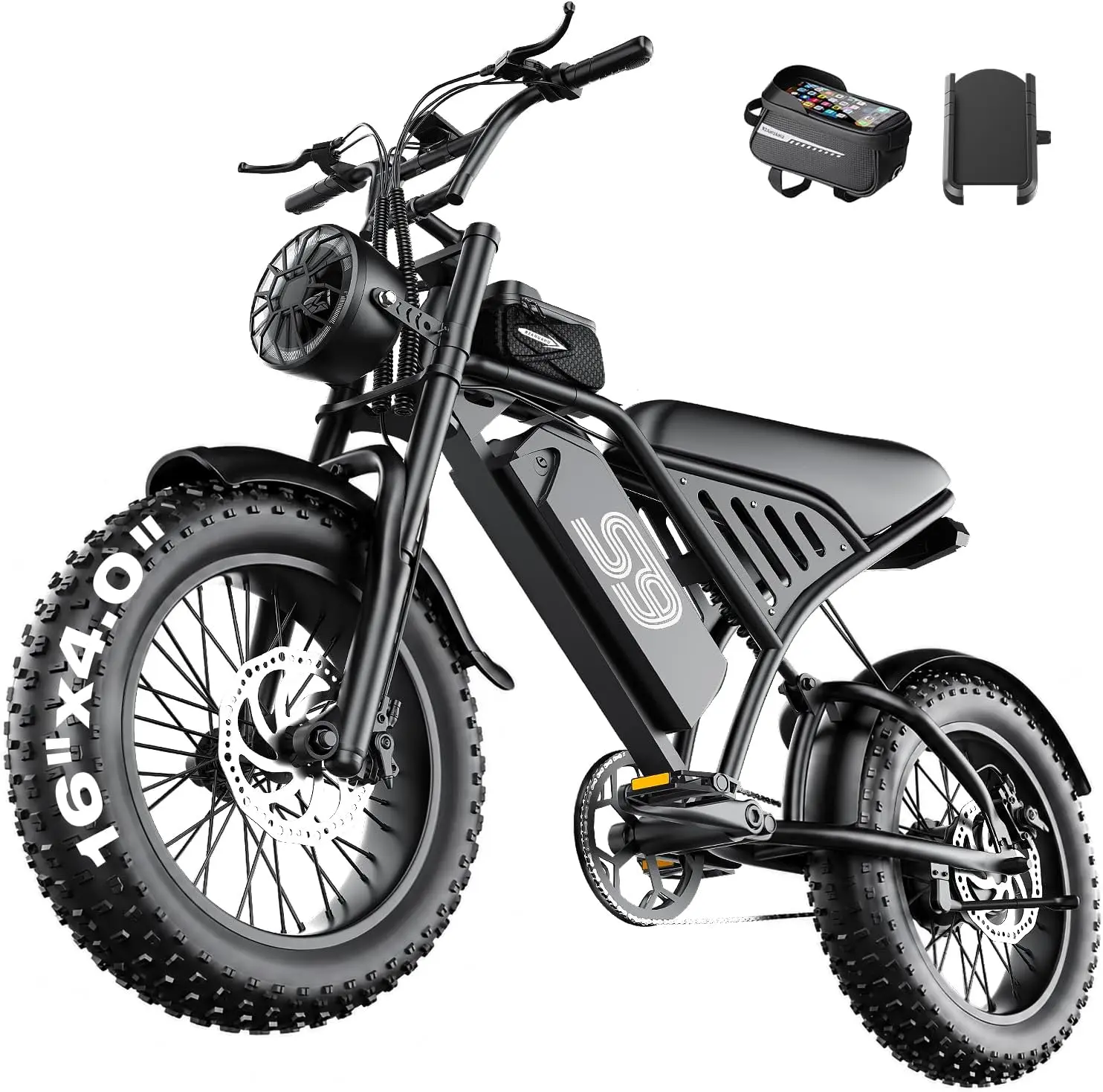 Electric Bike for Adults 1500W Peak 48V 20AH Removable Battery 16" Fat Tire All-Terrain 36MPH 65Miles NFC Password Unlock