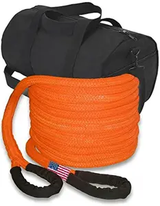 BILLET4X4 U.S. Made 1 inch X 10 ft Safety Orange Safe-T-Line® Kinetic Snatch Rope with Heavy-Duty Carry Bag (4X4 Vehicle Recovery)