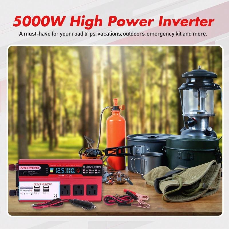 HOME POWER SOLUTION  5000W Pure Sine Wave Inverter w/ Remote Switch - Dual AC + USB for Emergency or Daily Use