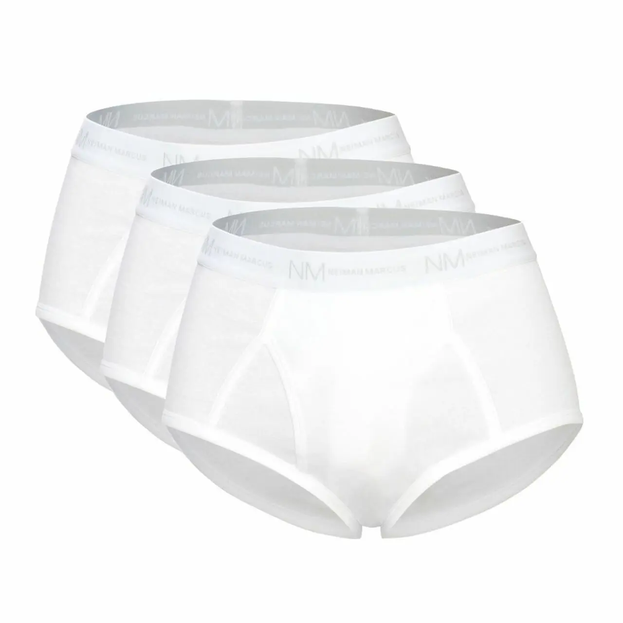 Neiman Marcus Tagless 100% Cotton Men's Underwear 3-Pack - Soft Comfortable Everyday Wear White Boxer Briefs
