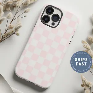 Pink Checkered Phone Case Phone Case Pink Phonecase Checker phone Case Pastel Checkerboard phone Case Girly