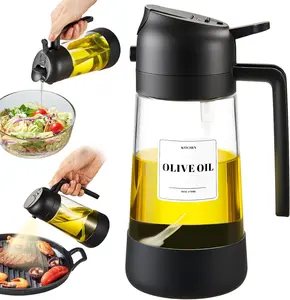 Dual-purpose Glass Oil Spray Bottle (16 Oz), Can Spray Or Pour, With A Non-slip Silicone Base, Suitable For Stir-frying, Pan-frying Steak, Barbecuing