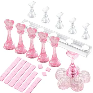 Nail display stand set, for press-on nail display, practice, and nail art painting, magnetic nail holders, used with reusable clay, suitable for home DIY, beginners, and professional nail salons