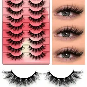 10 Pairs Manga Faux Mink Cat Eye Lashes – Natural Full False Eyelashes, Travel Makeup Tools (Random Shipment, MK11)