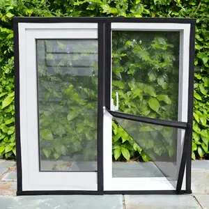 Zipper Window Screen Set, Multi Size Options, No-Drill Hook and Loop Install, Breathable Fine Mesh Bug Protection, Removable Reusable Mosquito Net for Home Exterior Windows