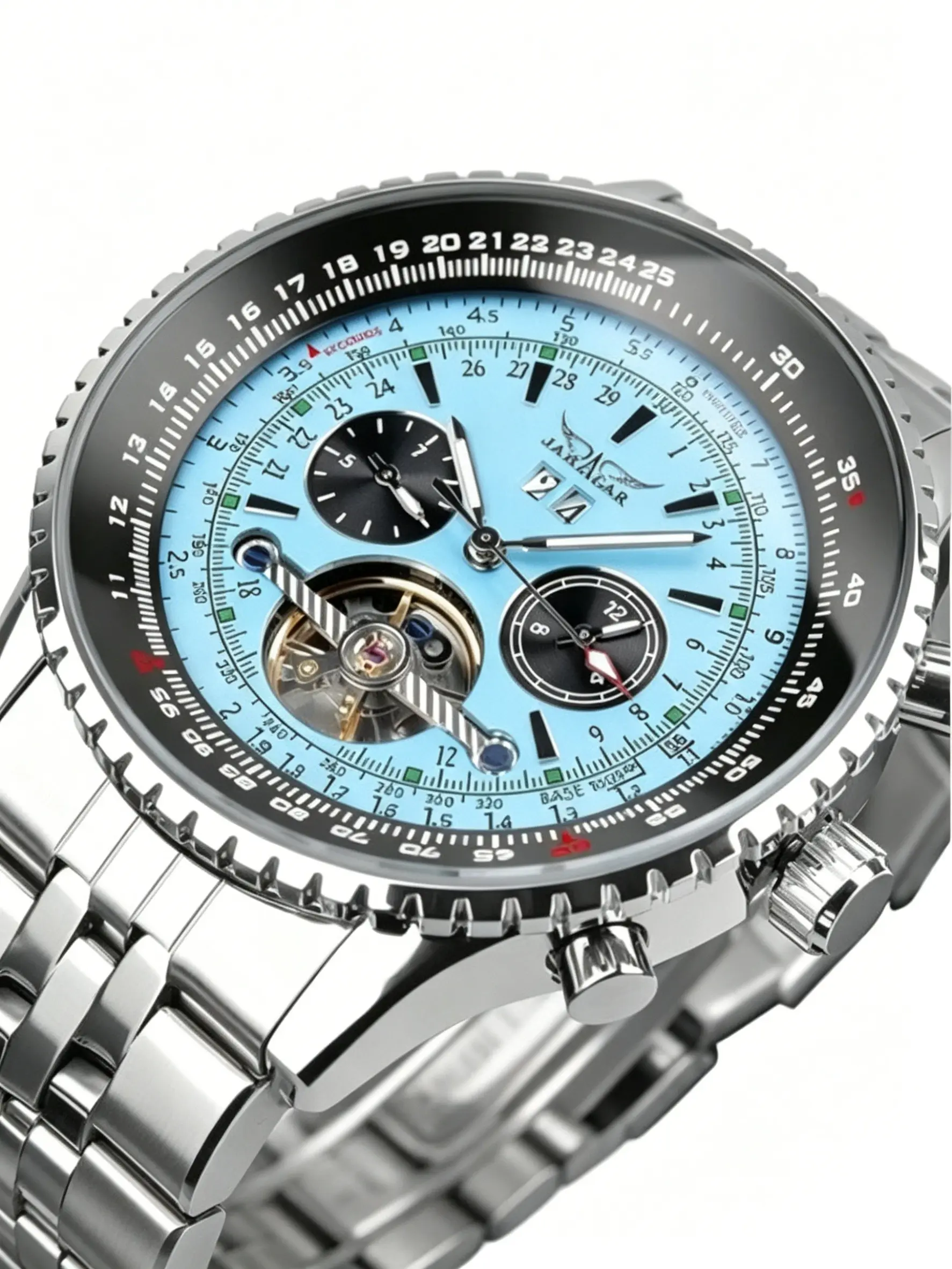 High-End Men's Hollow Mechanical Watch, Automatic Mechanical, Luminous Hands, Waterproof Stainless Steel Strap, Business Casual Style, Analog Chronograph Wristwatch