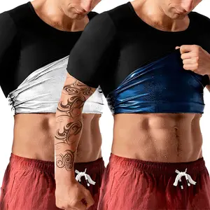 CATTIBOR Men's Sweat Vest Sauna T-Shirts Comfortable Soft Sport Vest Short Sleeve Shapewear Breathable Tank Top Fitness Workout GYM Wear Sleeveless Shirt