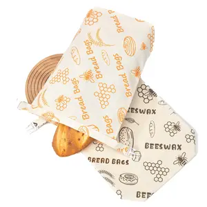 2-Piece Reusable Beeswax Bread Bags, Natural Beeswax Lined Storage Bags For Sourdough & Homemade Bread, Food-Grade Freezer-Safe Freshness Keeping Bags, BPA-Free Baking Essentials Storage