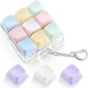 Keyboard Fidget Toy with 3 Extra Keycaps – 9 Key Fidget Keychain Stress Relief Fidget Clicker – Clicky Fidget Toys for Adults, Improve Focus & Relieve Anxiety at Work, Travel – Stress Relief Gifts