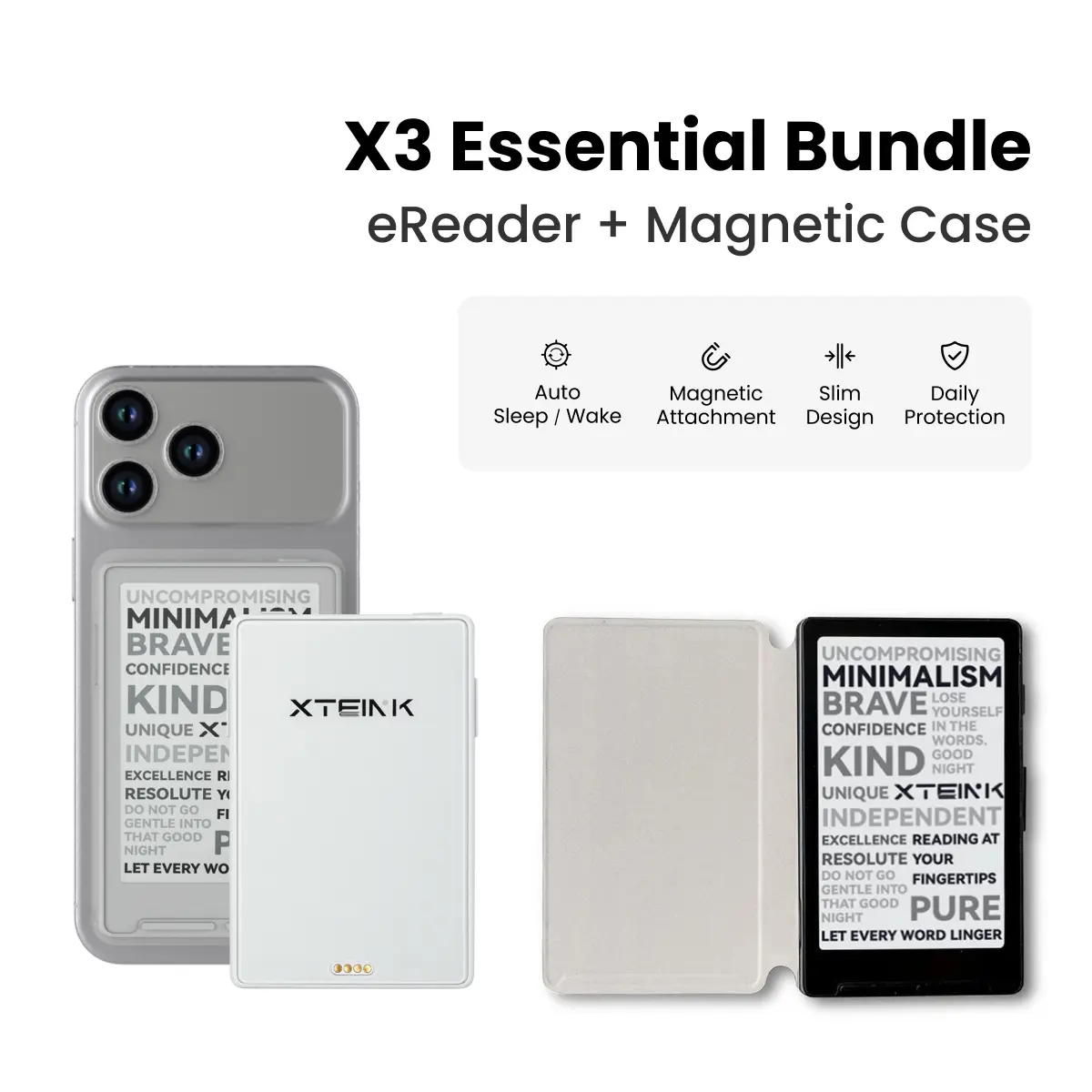 Xteink X3 Essential Bundle: eReader & Cloud Grey Case Xteink X3 Essential Bundle: eReader & Cloud Grey Case