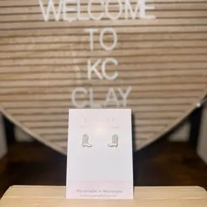 Polymer Clay Boot Stud Earrings