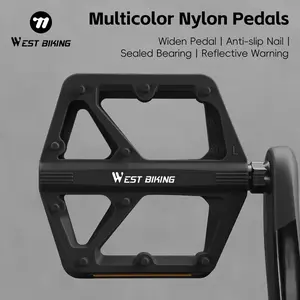 WEST BIKING Bicycle Pedals.High Strength Nylon Multi Color Widened Pedal Dual Sealed DU Bearing Bike Pedal, MTB Anti Slip Reflective Warning Dual Bearings Bicycle Pedals, Bicycle Parts