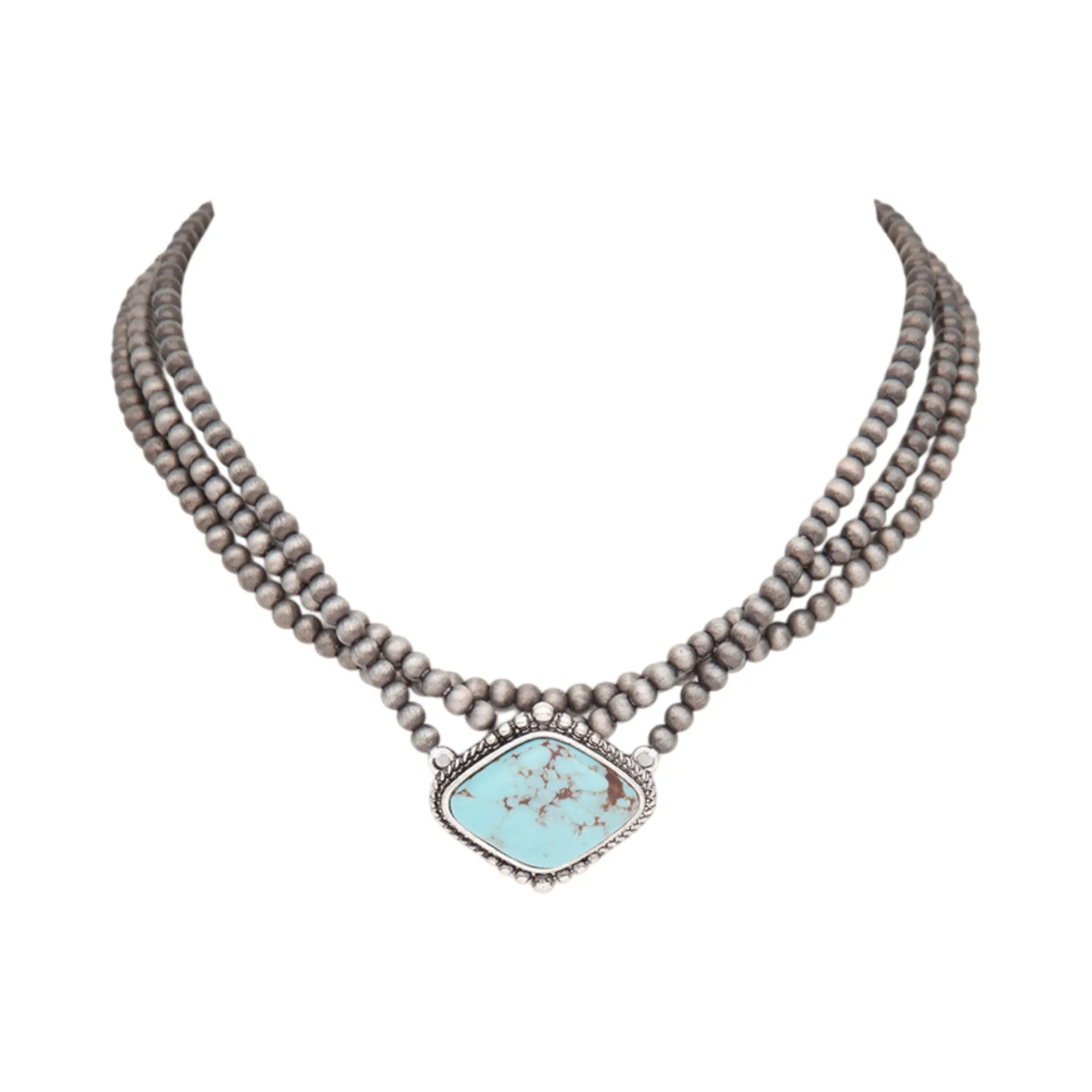 Stone Pendant Beads Layer Choker Necklace