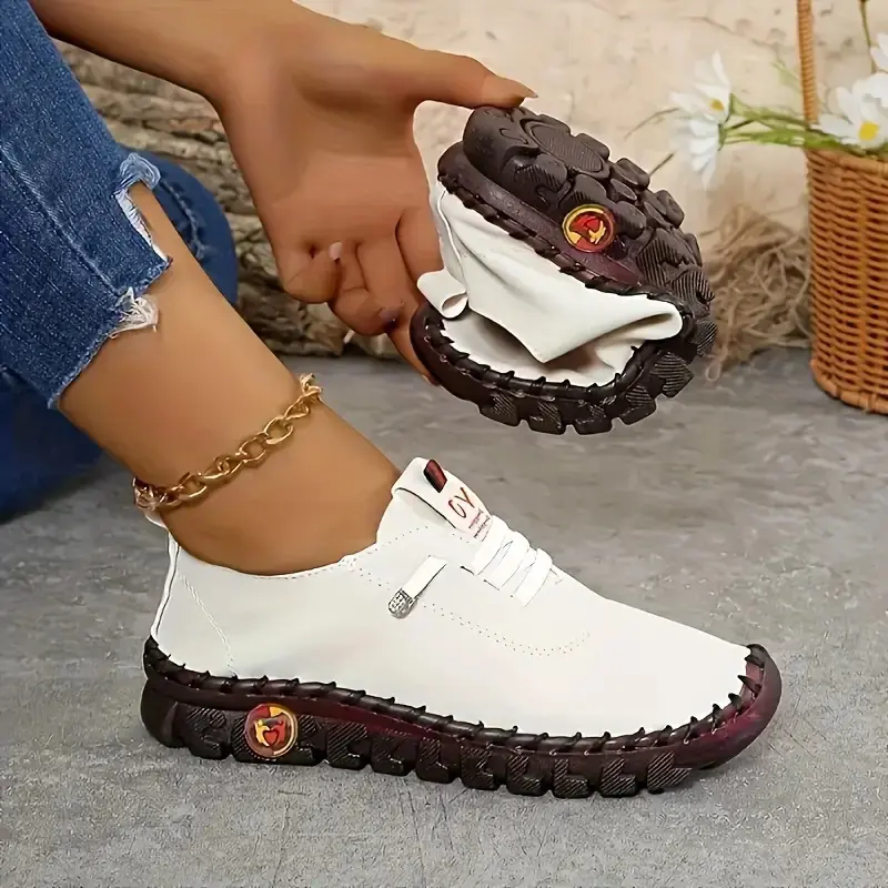 Women's Foldable White Casual Sneakers |   Flexible Non-Slip Sole Comfortable Lightweight Walking Shoes for Daily Wear & Travel