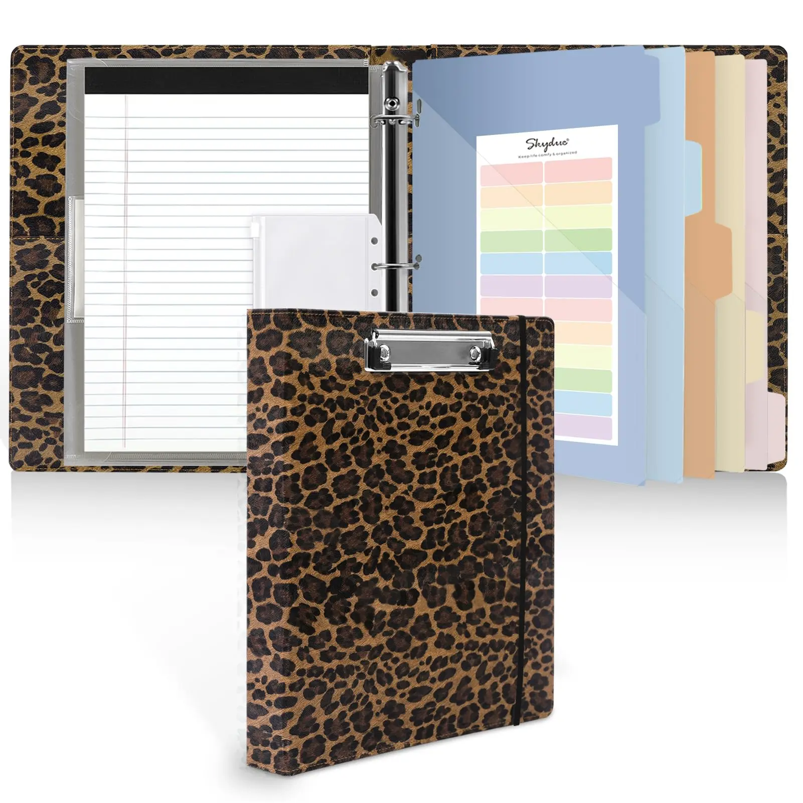 SKYDUE 1 Inch PU Clipboard Binder with Refillable Notepad, 5 Dividers, 10 Pockets & Labels, Letter Size,back to school,back to school shopping