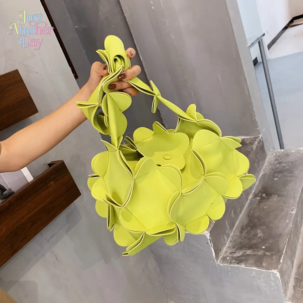3D Flower Petal Handbag for Women Unique 3D Floral Design Top Handle Bag Creative Petal-Shaped Shoulder Tote Bag for Summer Beach and Daily Use Multiple Color Options