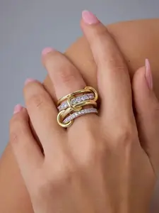 Women's Interlocking Stackable Rings, Personalized Multi-Ring Mixed Metal Stacking Jewelry, Couple Gift, Perfect Gift for Her