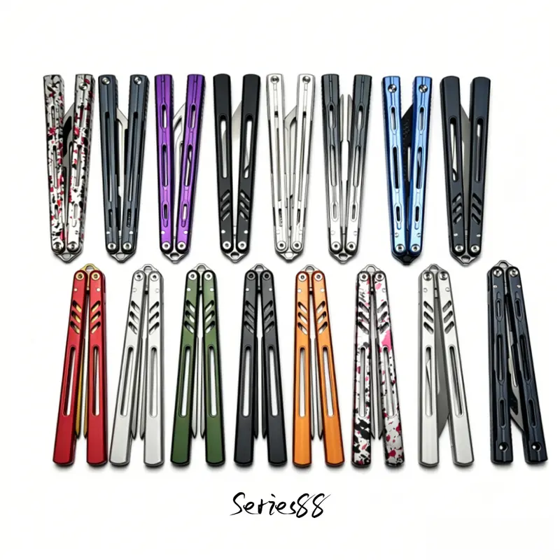 88Series Balisong Trainer – 7075 Aluminum Practice Flipper with Blunt Unsharpened Blade, Tuning Fork Handles & Bushing Pivot, Beginner Friendly