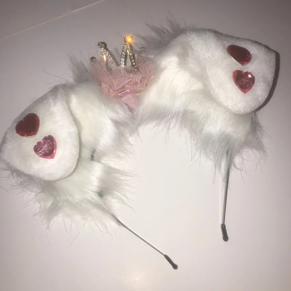 White ear headband with princess tiara  Halloween costume crown kawaii
