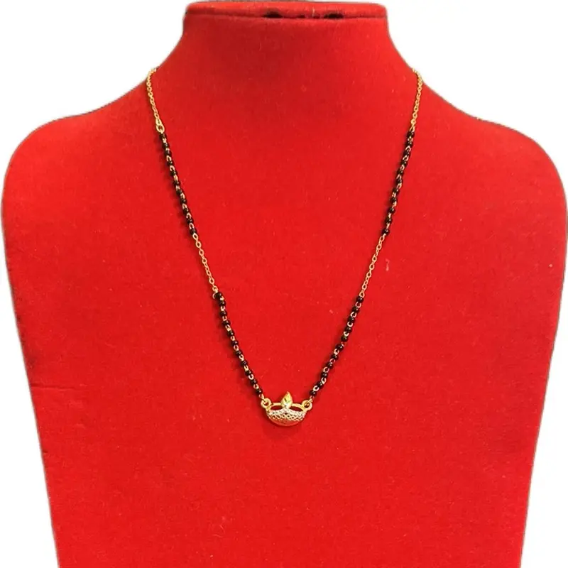 Women's Traditional Indian-Nepali Diya Design Magalsutra Necklace - Copper Color, Artistic, Culturally-Inspired Costume Jewelry Chain, Copper Color Necklaces, Artistic Necklaces