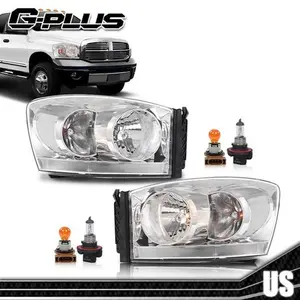 Fit For Dodge Ram 1500 2500 3500 2006-2009 Chrome Clear Headlights Headlamps