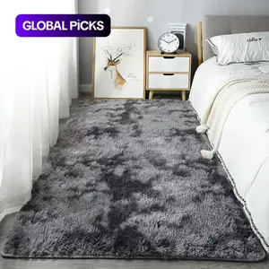Solid Color/Tie-dye Bedside Rug, Modern Soft Plush Water Absorbent Bedside Carpet, Non-slip Floor Mat for Bedroom Living Room Home Halloween Decor, Home Decor Rugs #GLOBAL PICKS