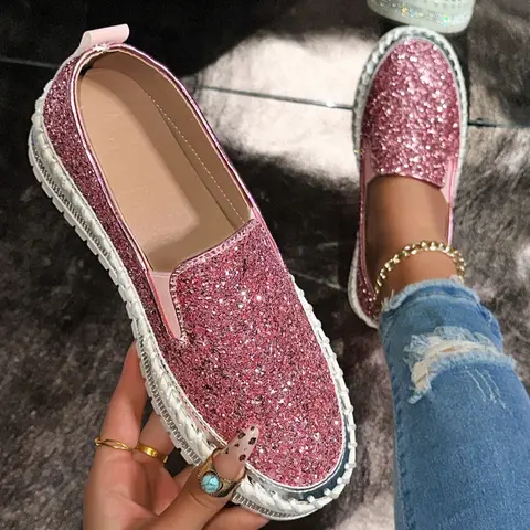 Fashion One-Step Slip-On Lazy Shoes, Lightweight Slip Ons, Slip Ins Shoes, Rhinestone Design, Comfortable and Stylish, Best Daily Wear, Women's Footwear, Casual Shoes