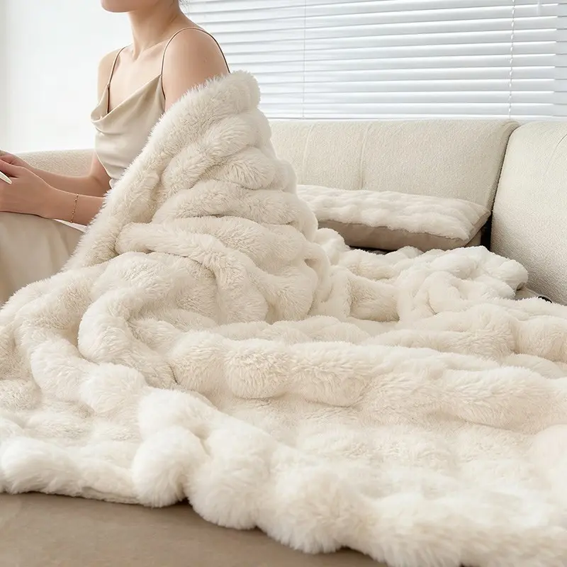 Comfortable Warm Large Plush Blanket, 3D Bubble Texture, Multiple Colors Available, Soft Sofa Bed Chair Blanket, All Ages Home Essential, Soft Fluffy Blanket, Throw Blanket, Soft Cozy Blanket, Soft Blankets