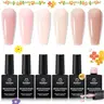 Beetles 5-in-1 Rubber Base Gel Nail Polish Set - 6 Resin-Infused 7.5mL Nude Shades, Alcohol-Free Low Odor Flexible Gel, Soak-Off Nail Care Repair Strengthener, Youth Glossy At-Home Manicure, Requires UV LED Light (Best for French Tips)
