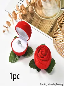 1PC Romantic Rose-shaped Velvet Ring Box, Portable & Compact Jewelry Box for Engagement, Proposal, Anniversary, Valentine's Day, Jewelry Storage
