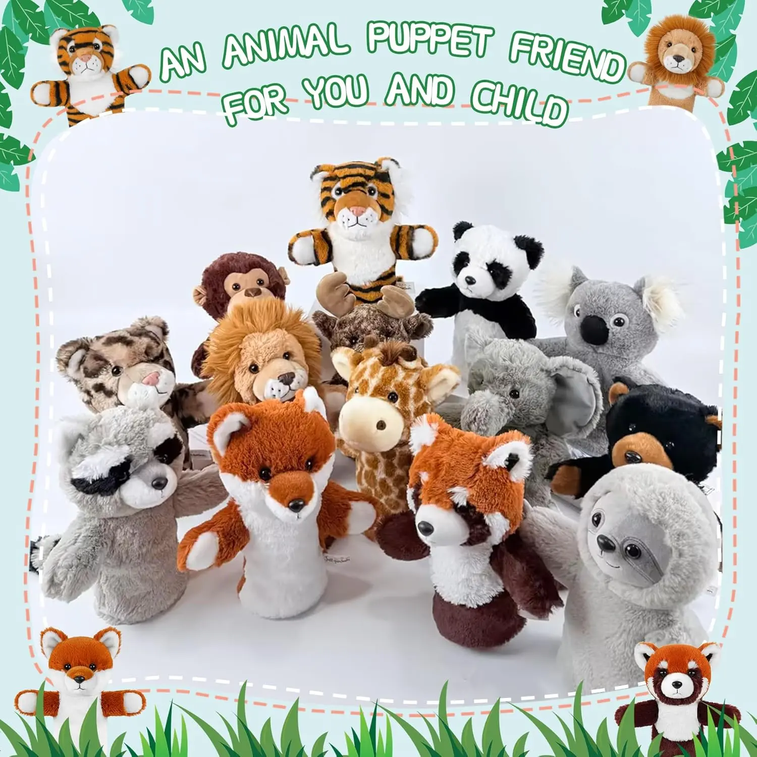 Cute Plush Animal Hand Puppets in Various Styles, 25 cm/9 in