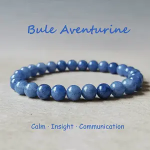 Blue Aventurine Natural Crystal Bracelet，Fashionable And Elegant, Unisex, Suitable For Various Occasions, Crystal Bracelet Jewelry