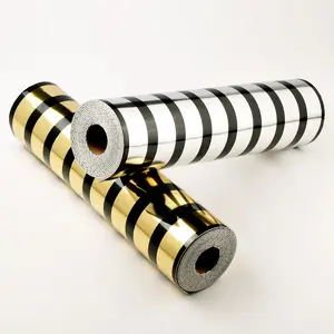 Self-Adhesive Waterproof Striped Wall Stickers, Gold & Silver Color, PVC + Xpe Foam Material, 9.84ft Roll, Living Room Bedroom Decor