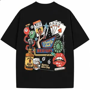 1 PCS Entertainment Treaty Oak Revival Graphic Tee Featuring Distressed Vintage Finish, Back Artistic Collage Of Retro Elements.