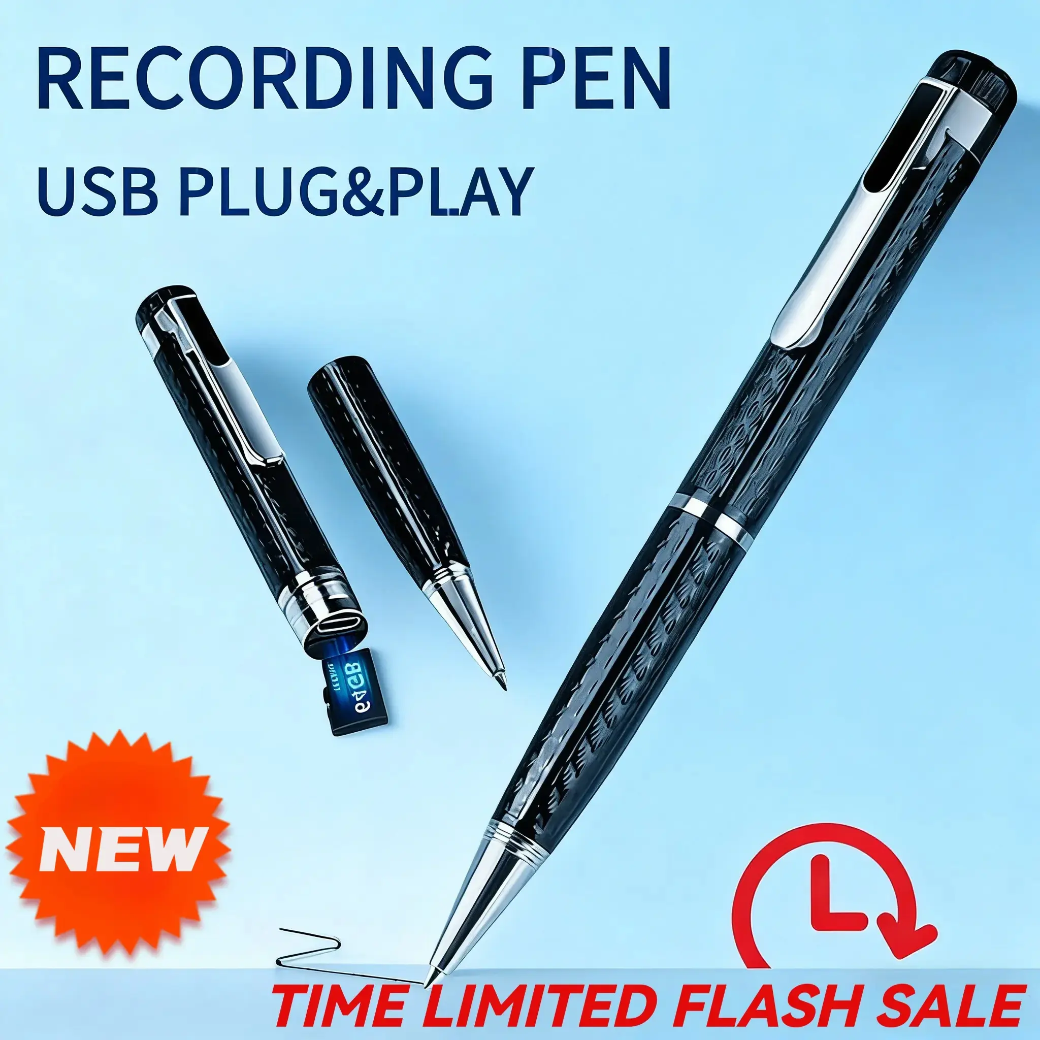 SAYI Ultra Hidden Voice Recorder Pen - Recorder Player, Multifunction HD Device, 1-Touch Recording,HD Noise Reduction, Long Battery Life, Large Storage, USB OTG Adapter Included, Smart    Digital Products   Button