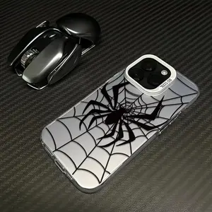 "SO COOL" Spider Web Mirror Phone Case with Black Frame for iPhone 15 Pro Max/16 Pro Max/17 Pro Max & Galaxy S24 Ultra/S25 Ultra/S26 Ultra