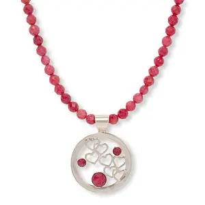 Mine Finds by Jay King Baroque Rose Rhodonite Hearts Pendant with Beaded Necklace