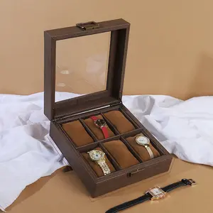 6-Slot Watch Box Watch Display Box Women's Watch Box Jewelry Box with Transparent Lid Unisex Watch Box Jewelry Storage Box