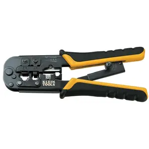Ratcheting Data Cable Crimper Stripper and Cutter, Ethernet RJ45, Data/Voice/Video