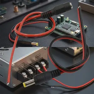 5.5x2.1mm DC Power Plug and Jack Connector Kit, 12V Cable for LED Strips, CCTV Camera, Electronic Projects. Male Female Adapter with Wire. Bulk Options: 5, 20, 50 Packs.