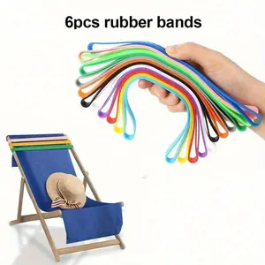 Random Color Windproof Silicone Beach Chair Towel Strap, 6pcs Stretchable Colorful Chair Strap, Suitable for Swimming Pool, Cruise Ship, and Beach