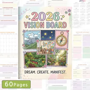 2026 Vision Board Handbook, Dream Future Planning Wish List, Create & Manifest, Includes 60 Page Monthly Vision Boards, Planner Notebook