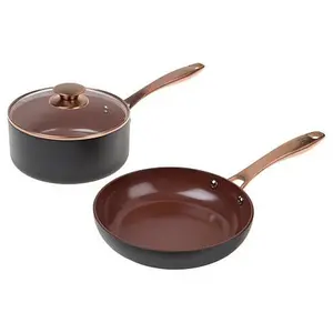 Lorna Maseko 3-piece Ceramic Nonstick Skillet and Pan with Lid