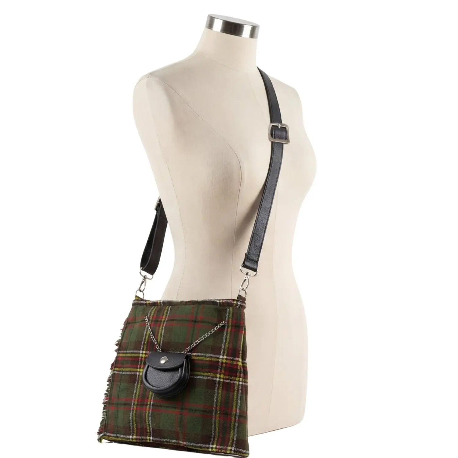 Women's Tartan Kilt Crossbody Purse - Athletic-Casual Crossbody-Shoulder Bag with Heavy-Duty Design, Zip Closure, Adjustable Strap, Lightweight Goat Skin, Hand Wash Only