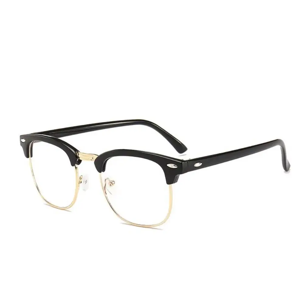 Men's Retro Half-Frame Square Browline Lightweight Glasses - Black Fashionable Frames, High Definition, Bluelight Fashion, Anti-Eyestrain Eyewear for Computer & Reading (1pc)