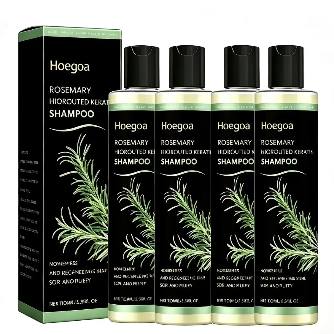 4-Pack 100ml Travel Size Rosemary Shampoo, Plant-Based Organic Vegan Formula with Caviar, Vitamin C & Hydrolyzed Keratin, Gentle Cleanser for Adults – Cleansing, Oil Control, Growth Boost, Natural Shine Enhancement (Massage 2-3 Min)