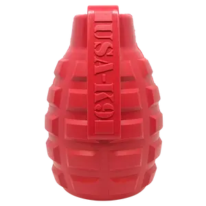 True Dogs USA-K9 Grenade eDispenser Durable Rubber Chew Toy & Treat Dispenser for Dogs 30-50 lbs - Red